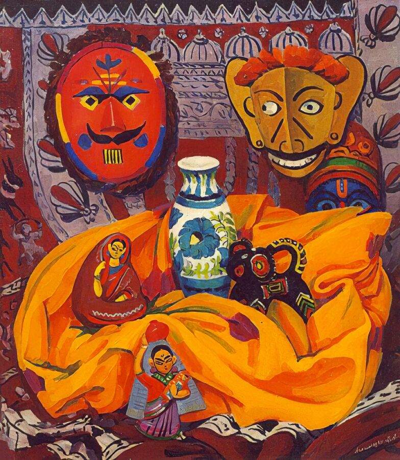Мариан Асламазян. Индейский натюрморт с масками, 1970